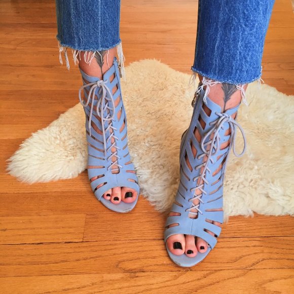 Pour La Victoire Shoes - POUR LA VICTOIRE suede cage heels / size 8